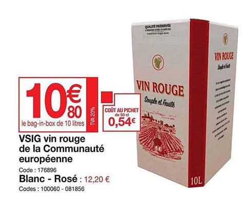 Offre Vsig Vin Rouge De La Communaut Europ Enne Chez Promocash