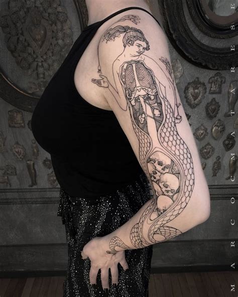 Tattoo By Marco C Matarese Etching Snake Engraving Milan Italy