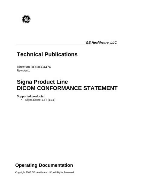 PDF Signa Product Line DICOM CONFORMANCE Media Documents Us Global