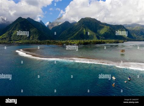 Aerial View Of Teahupoo Tahiti French Polynesia Stock Photo Alamy