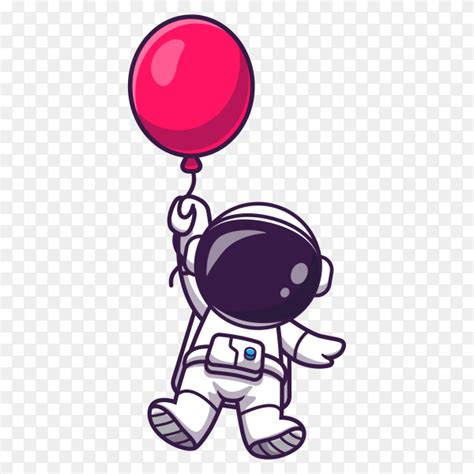 Cute astronaut floating with balloon cartoon on transparent background ...