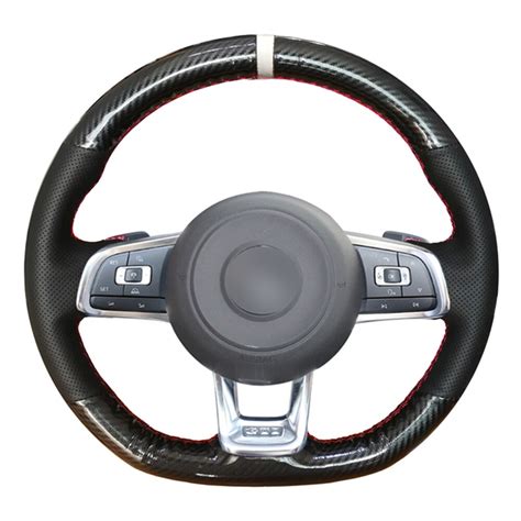 Hand Stitched Carbon Fiber Black Suede Car Steering Wheel Cover For