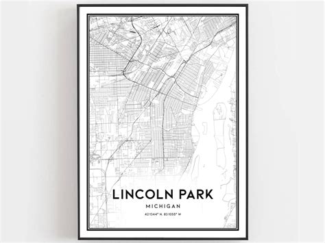 Lincoln Park Map Print Lincoln Park Map Poster Wall Art Mi - Etsy