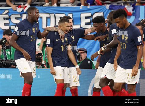 Kylian Mbappe Of France Celebrates With His Team Mates Ibrahima Konate