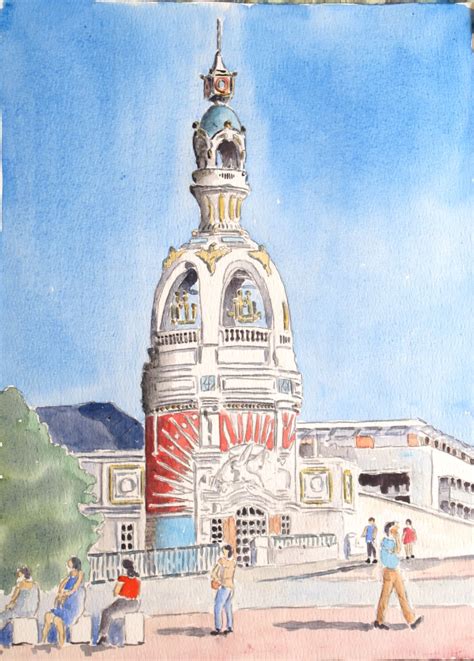 Aquarelle Tour LU Lefèvre Utile à Nantes 2ème étape