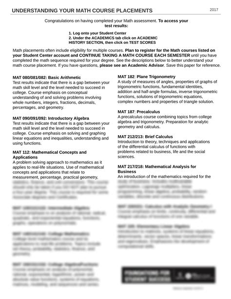 SOLUTION Understanding Your Math Core Placements Studypool