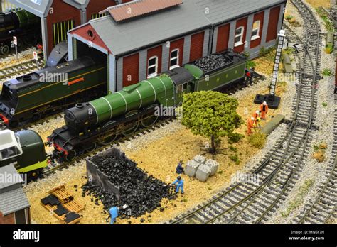 A Model Railway Shunting Yard Set On A Desert Landscape Stock Photo Alamy