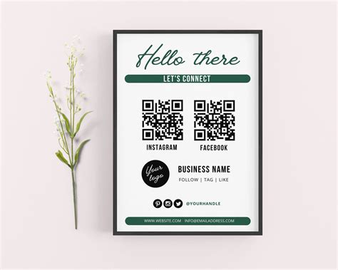 Connect With Us Small Business Sign Qr Code Sign Social Media Sign Template Editable Lets