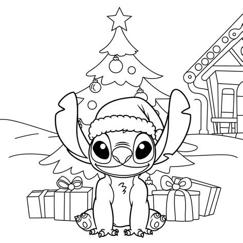 Coloriage Dessin de Stitch Noël Gratuit télécharger et imprimer