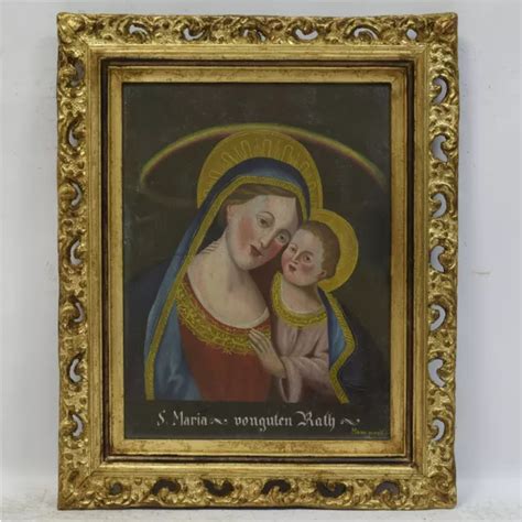 QUADRO ANTICO DIPINTO datato 1854 Madonna con Gesù bambino 63 x 53 cm