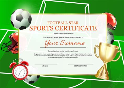 Green Football Certificate Word Template And Google Docs For Free Download