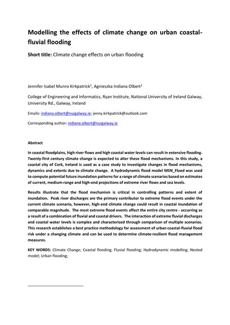 (PDF) Modelling the effects of climate change on urban coastal-fluvial flooding