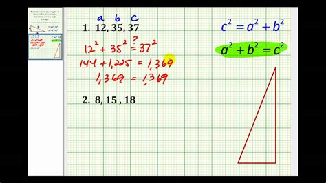 Example Determine If A Triangle Is A Right Triangle Given The Length