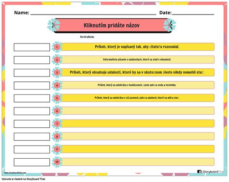 Pracovn List Na Identifik Ciu Nrov Storyboard