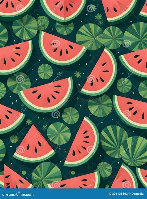 Stylized Watermelon Logo In Bold Colors Stock Illustration