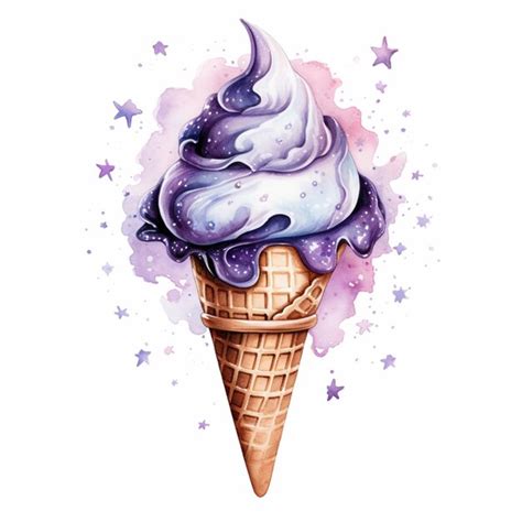 Premium Ai Image There Is A Ice Cream Cone With A Purple Swirl On It