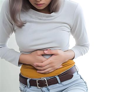 Premium Photo Woman Suffering From Abdominal Pain