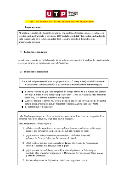 Ac Semana Tarea Informe Sobre El Fujimorismo Terminado