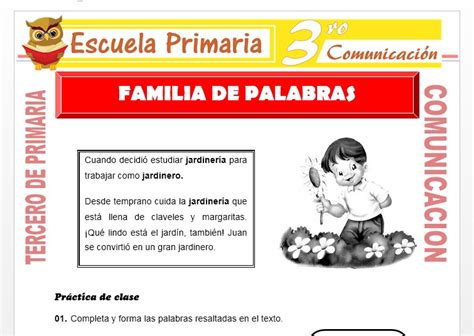 Que Es Familia De Palabras Para Tercero De Primaria Escuela Primaria