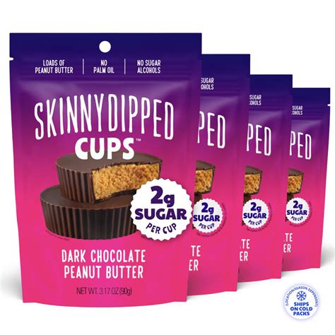 4pk SkinnyDipped Dark Chocolate Peanut Butter Cups Keto Gluten Free