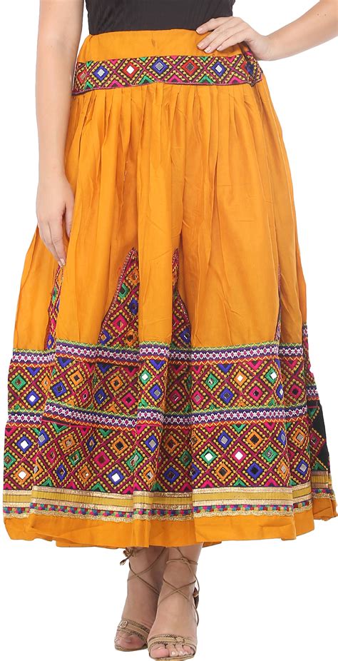 Ghagra Skirt From Kutch With Multicolor Thread Embroidered Patch Border