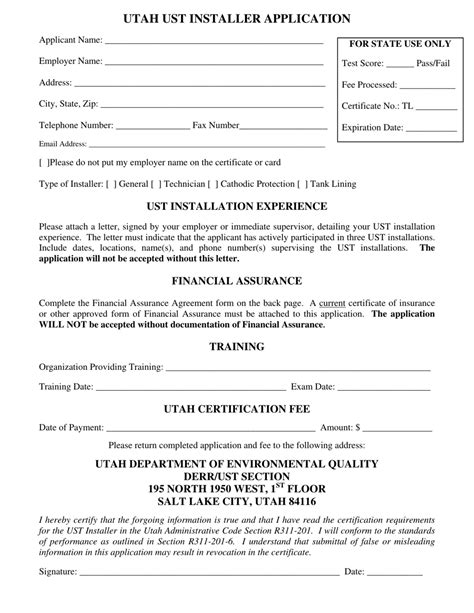 Utah Utah Ust Installer Application Form Download Printable Pdf Templateroller