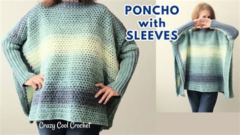 Crochet Poncho With Sleeves Beginner Friendly Youtube