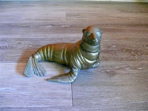 Large 8 Brass Sea Lion Figurine Statue Sea Lion T Etsy