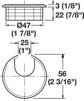 Plastic Cable Grommet Two Piece Round Ø47 mm Häfele