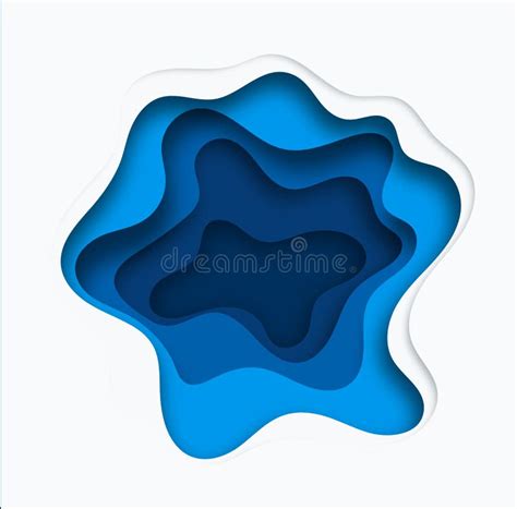 3d Abstract Blue Wave Background With Paper Cut Shapes Vector Design