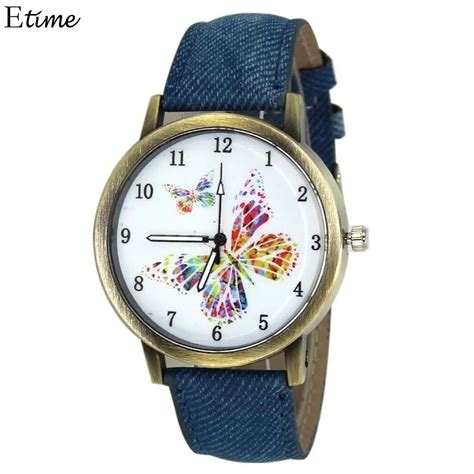 Watch Women Synthetic Leather Band Colorful Butterfly Women Watches