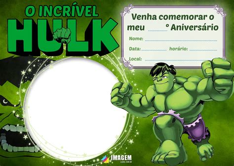 Pin de Saddy González em festa Convite hulk Convite de aniversário