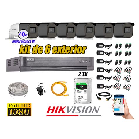 Ripley HIKVISION CÁMARAS DE SEGURIDAD KIT 6 EXTERIOR VARIFOCAL FULL