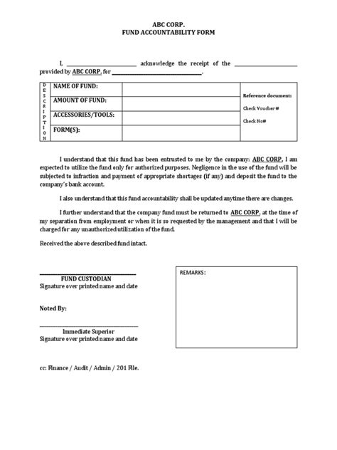 Fund Accountability Form Blank Pdf