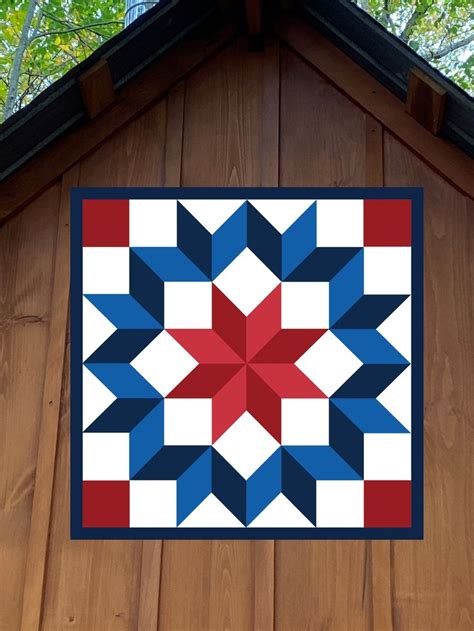 Patriotic Red White And Blue Carpenter Star Barn Quilt Metal Etsy