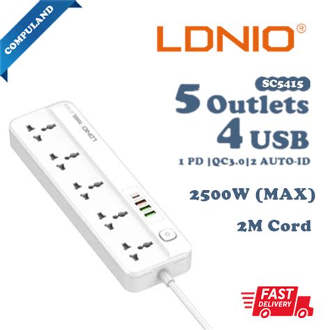 LDNIO SC5415 Power Strip With USB Port And Switch Button Extension