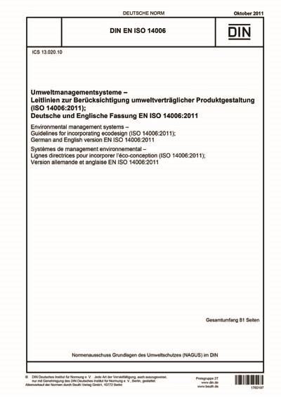 DIN EN ISO 14006 2011 Environmental Management Systems Guidelines