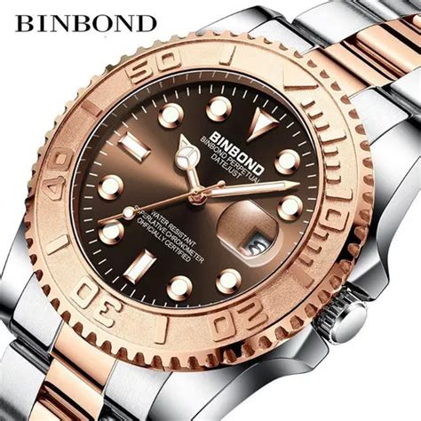 Reloj de pulsera BINBOND B930 de cuerpo color plateado analógico para