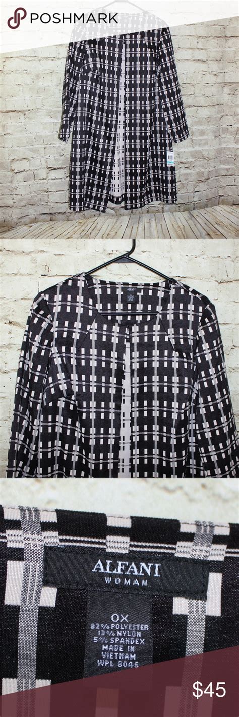 New Alfani Black Checkered Topper Jacket Long Black Checkered Clothes Design Fashion Design