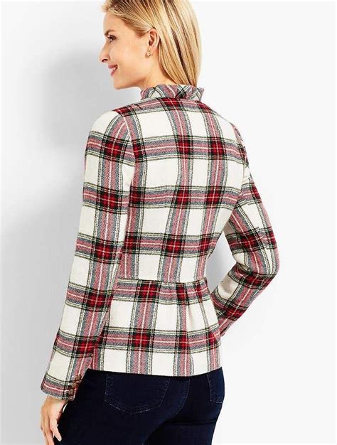 Talbots Ruffle Trim Shetland Tartan Plaid Jacket Plaid Jacket Dress