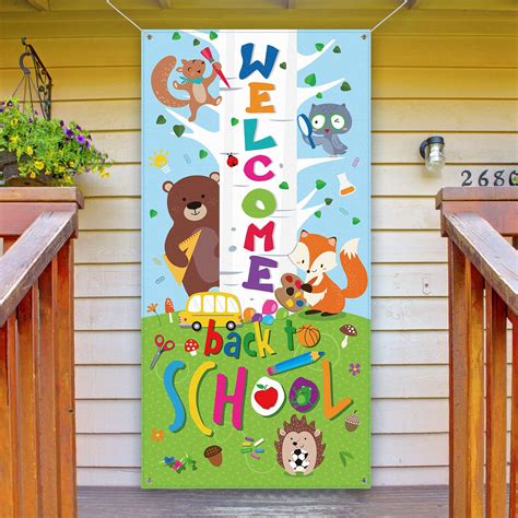 Buy Welcome Back To School Door Cover, Large Fabric First Day of School Backdrop Back To School ...