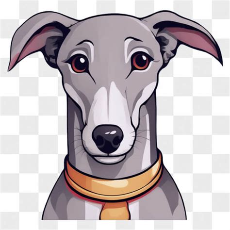 Download Adorable Grey And White Dog With Orange Collar Cartoons Online