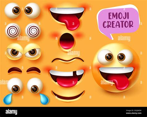 Emoji Creator Vektorset Design Smiley D Zeichensatz Mit Editierbaren