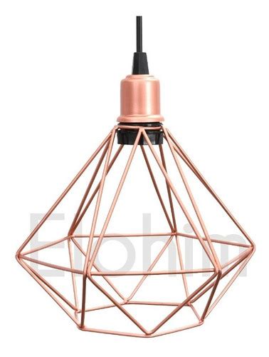 Pendente Diamante Rose Gold cabo 2 Metros Regulável MercadoLivre