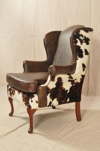 Custom Cowhide Western Wing Back Chair