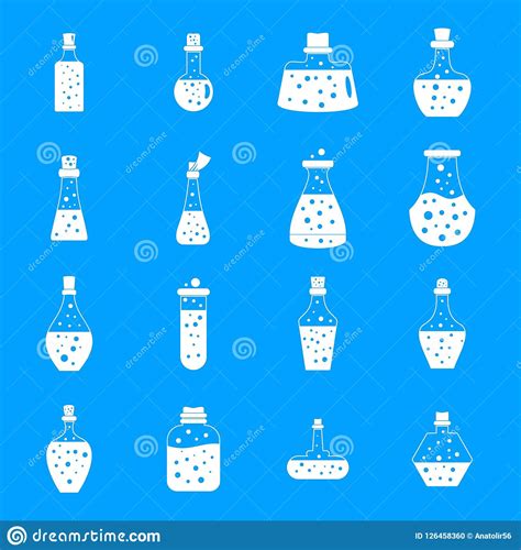 Potion Magic Bottle Icons Set Simple Style Stock Vector Illustration