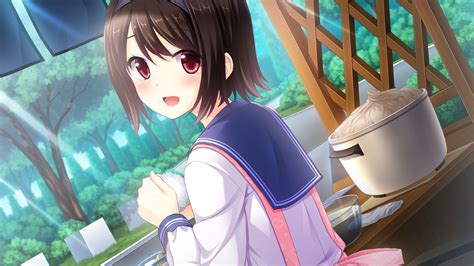 Apron Blush Brown Hair Food Game Cg Headband Hiten Hitenkei Juunin