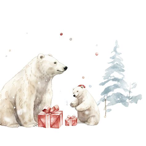 Draw Polar Bear And Rabbit Playing In Snow For Christmas Ice Bear