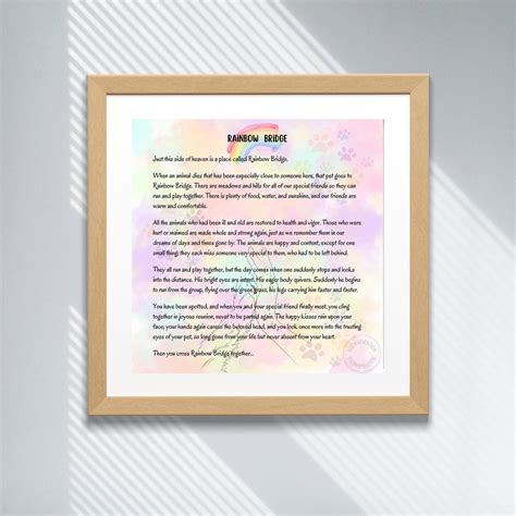 Rainbow Bridge Poem Digital Print - Pet Loss Memorial Print - Sympathy ...