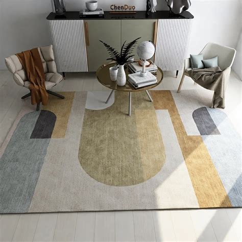 Tapis De Salon Minimaliste Moderne Motif G Om Trique Nordique Polym Res